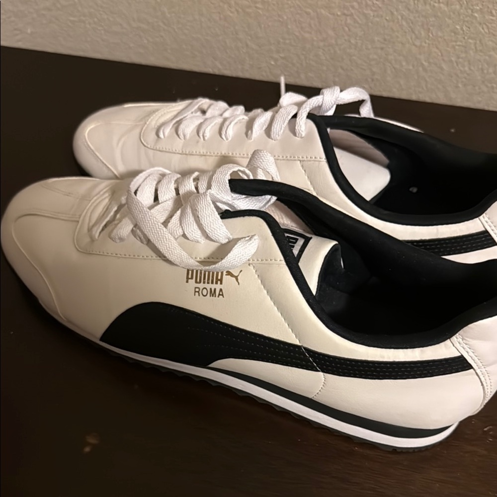 Puma Roma Classic White and Black Shoes